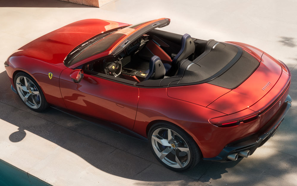 Tre Quarti Posteriore della Ferrari Amalfi Spider Rossa